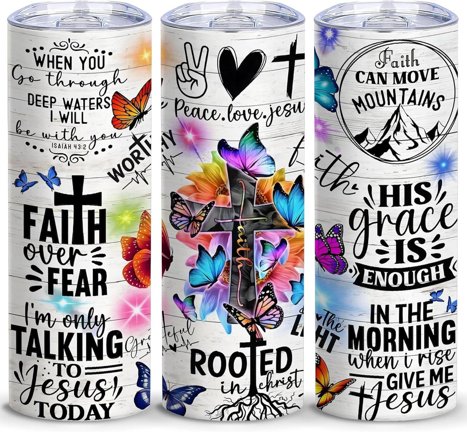 ATHAND Bible Verse Faith Affirmations,Inspirational Christian Tumblers for Women,20 OZ Insulated Stainless Steel Skinny Iced Coffee Tumblers with Lid,Gifts for Friend,Women,Girls,Mom,1 Pcs