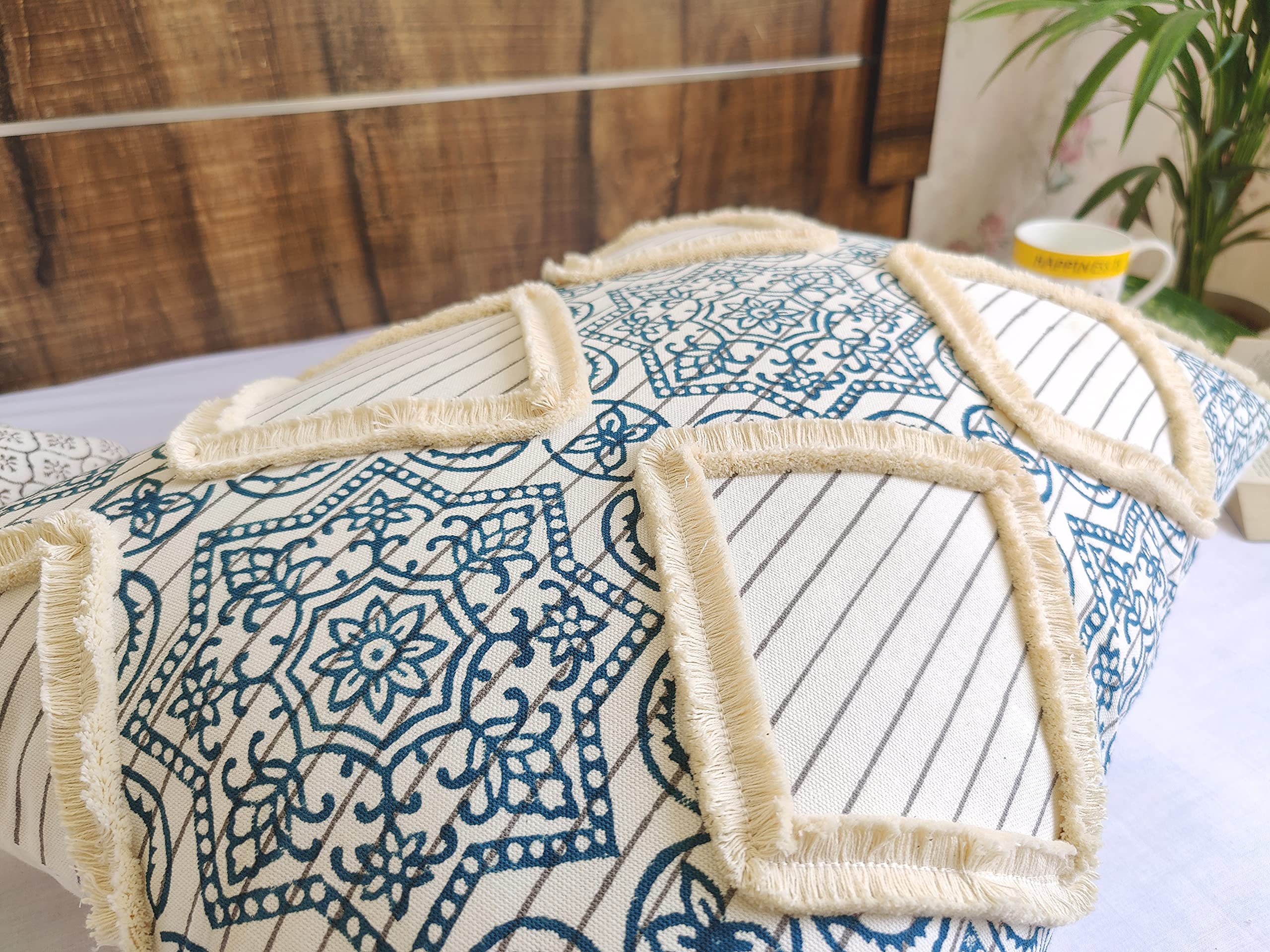 ABSTRACT INDIA Cotton 2 Pcs Cotton Pillow Cover Block Printed Cushion Cover Living Room, Decorative Cushion for Sofa Couch, Cushion Cover Cushion Cover 16 inch x 24 inch 3