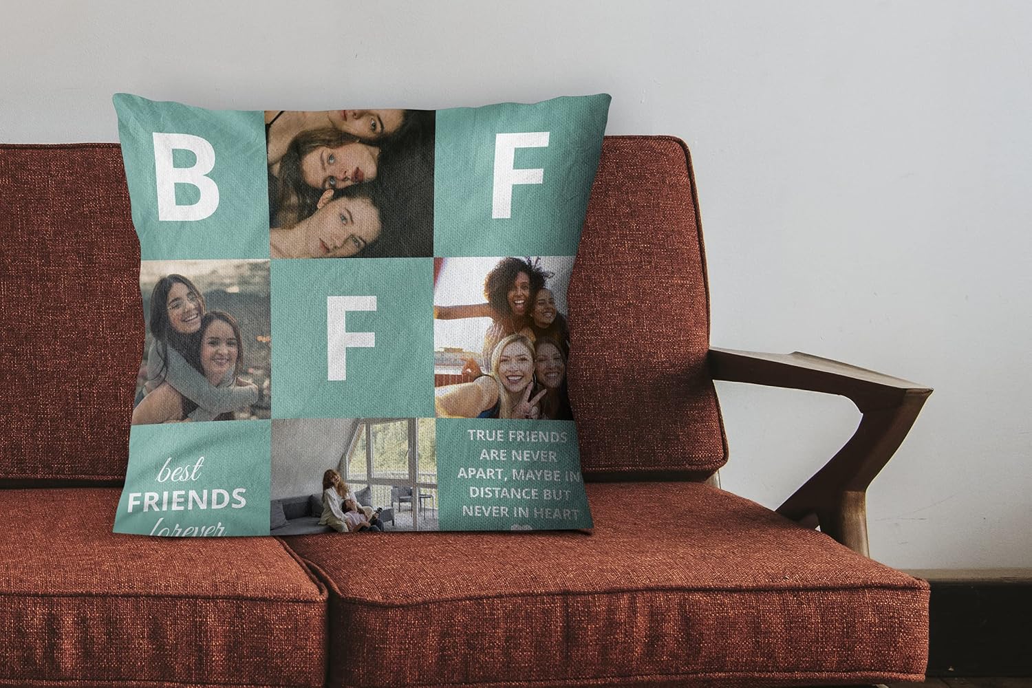 Customized BFF Pillow. Customized Photo Pillow for Besties. Pillow. Best Home Decor Pillow for Birthday, Friendship Day & Christmas.{Insert+Cover} (BFF Pillow 05, 16" X 16")