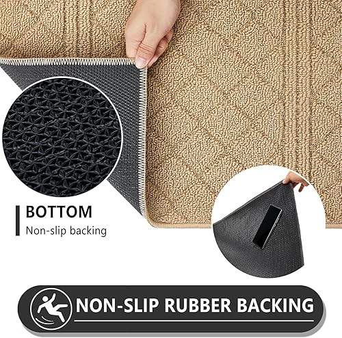 Miniatura 5 de REFETONE Tapete para interiores, tapete para puerta delantera y trasera, de 24 x 36 pulgadas, parte trasera de goma absorbente, antideslizante, de