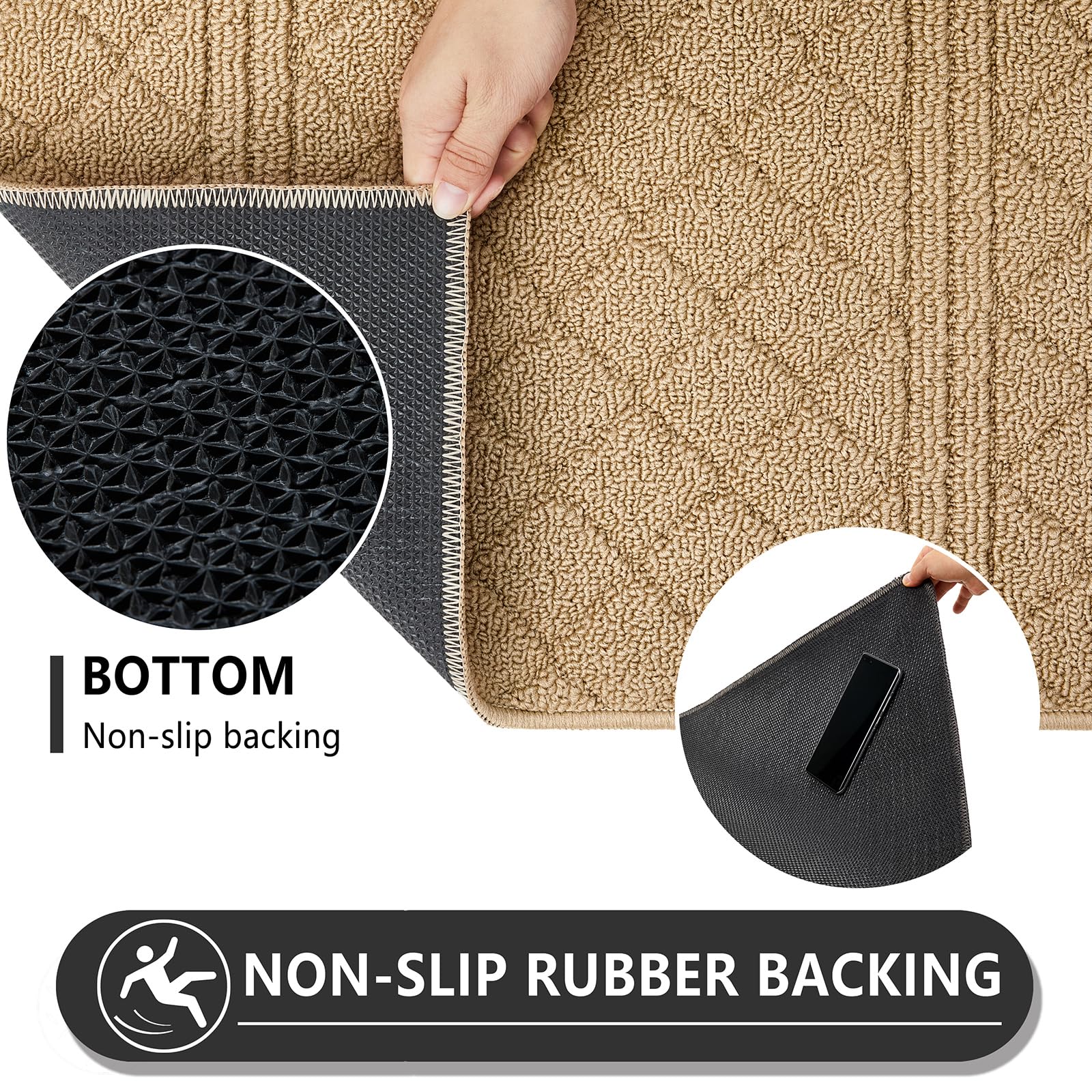 REFETONE Indoor Doormat, Front Back Door Mat 32"x40" Rubber Backing Non Slip Mats, Absorbent Resist Dirt Entrance Rugs for Entryway, Washable Low-Profile Inside Floor Mat for Muddy Wet Shoes Brown
