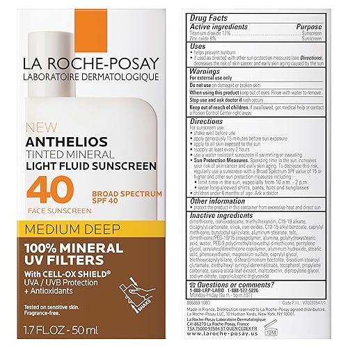 Miniatura 7 de La Roche-Posay Anthelios Sunscreen SPF 50, Ultra-Light Fluid Broad Spectrum SPF 50, Face Sunscreen with Titanium Dioxide Mineral, Lightweight &