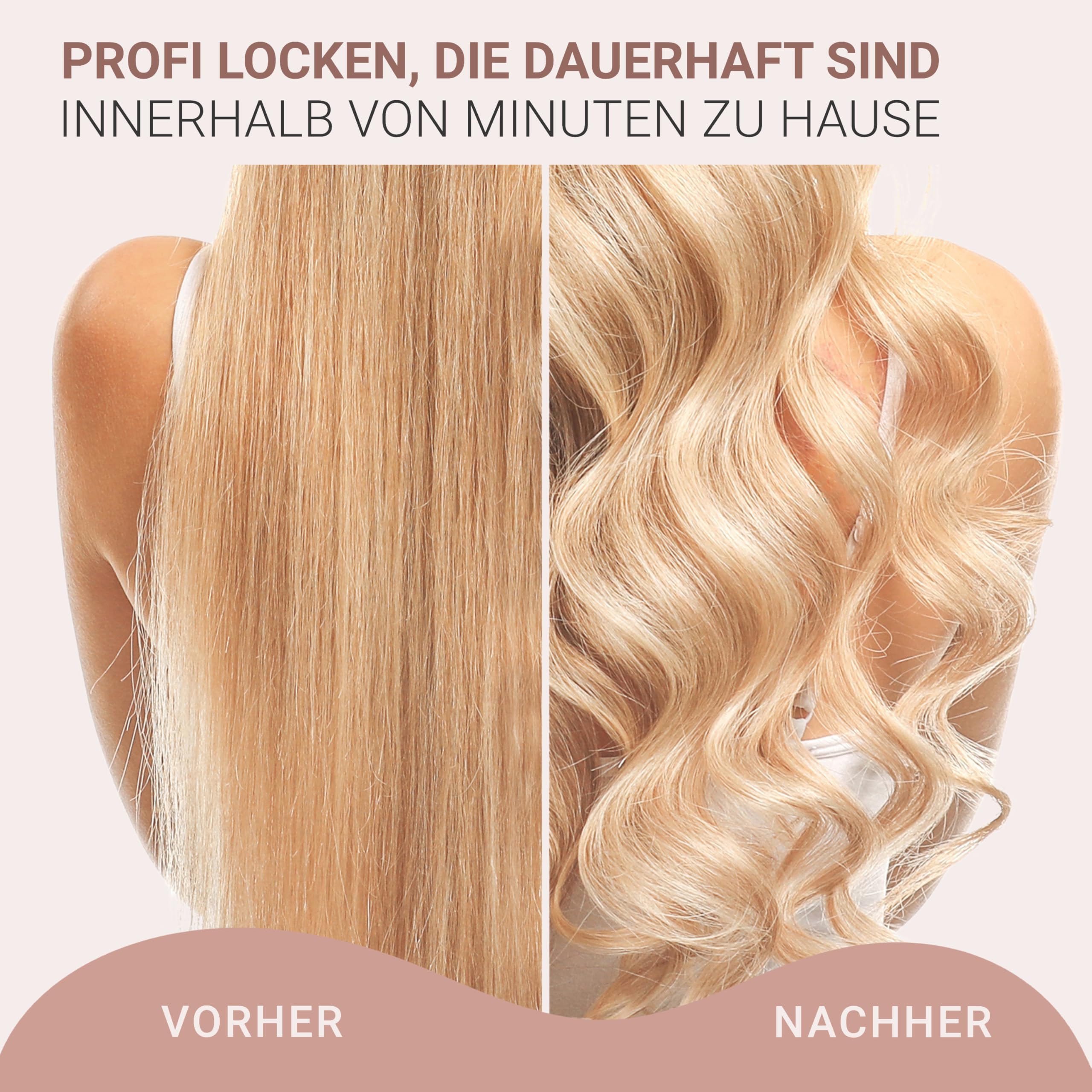Lockenstab für Beach Waves, Müheloses Styling mit Salon-Ergebnis, Germany | traumhafte Profi-Lockeneisen, 5 Jahre Sorgenfreiheit, Curling Iron Locken Hair Curler für kurze & lange Haare (18mm-25mm)