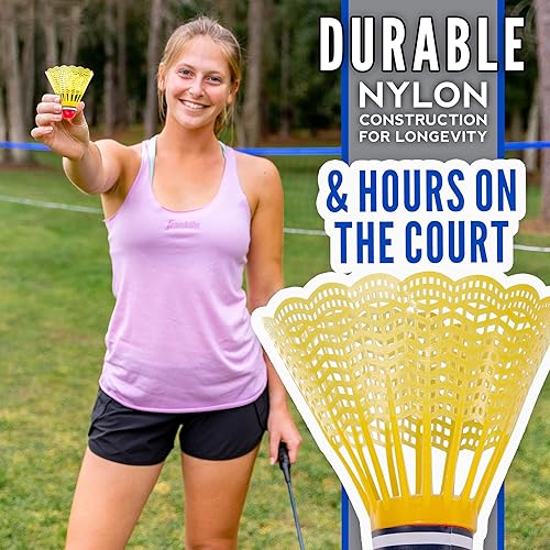 Miniatura 4 de Franklin Sports - Juegos de Voleibol + Bádminton - Juego de Playa + Patio Trasero - Voleibol, Bomba, Raquetas de Bádminton, Volantes, Red + Postes