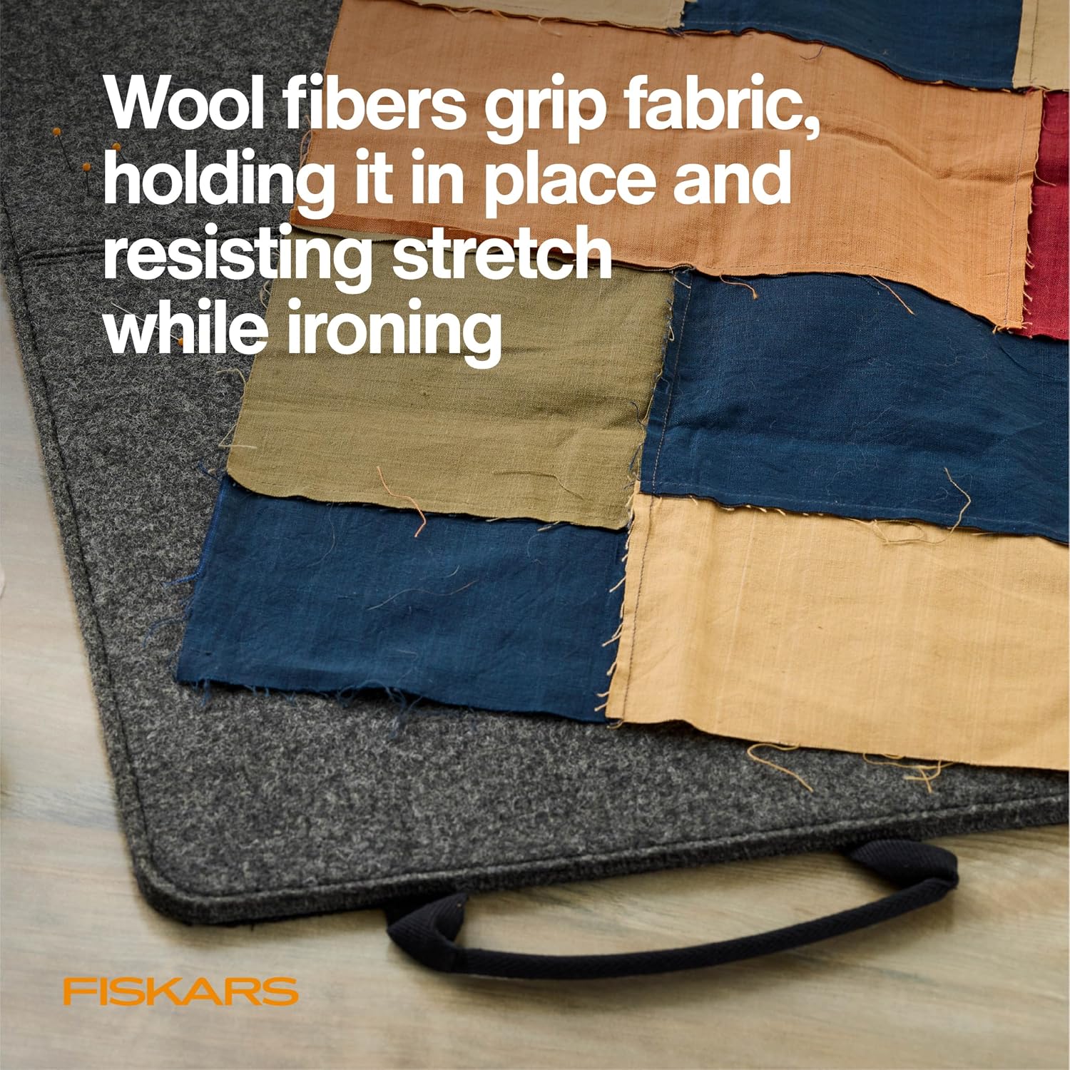 Fiskars Folding Wool Pressing Mat, Portable Ironing Surface for Sewing and Quilting, Wool Material Grips & Holds Fabric in Place, Folds for Compact Storage, Surface Protector, 14" x 28"
