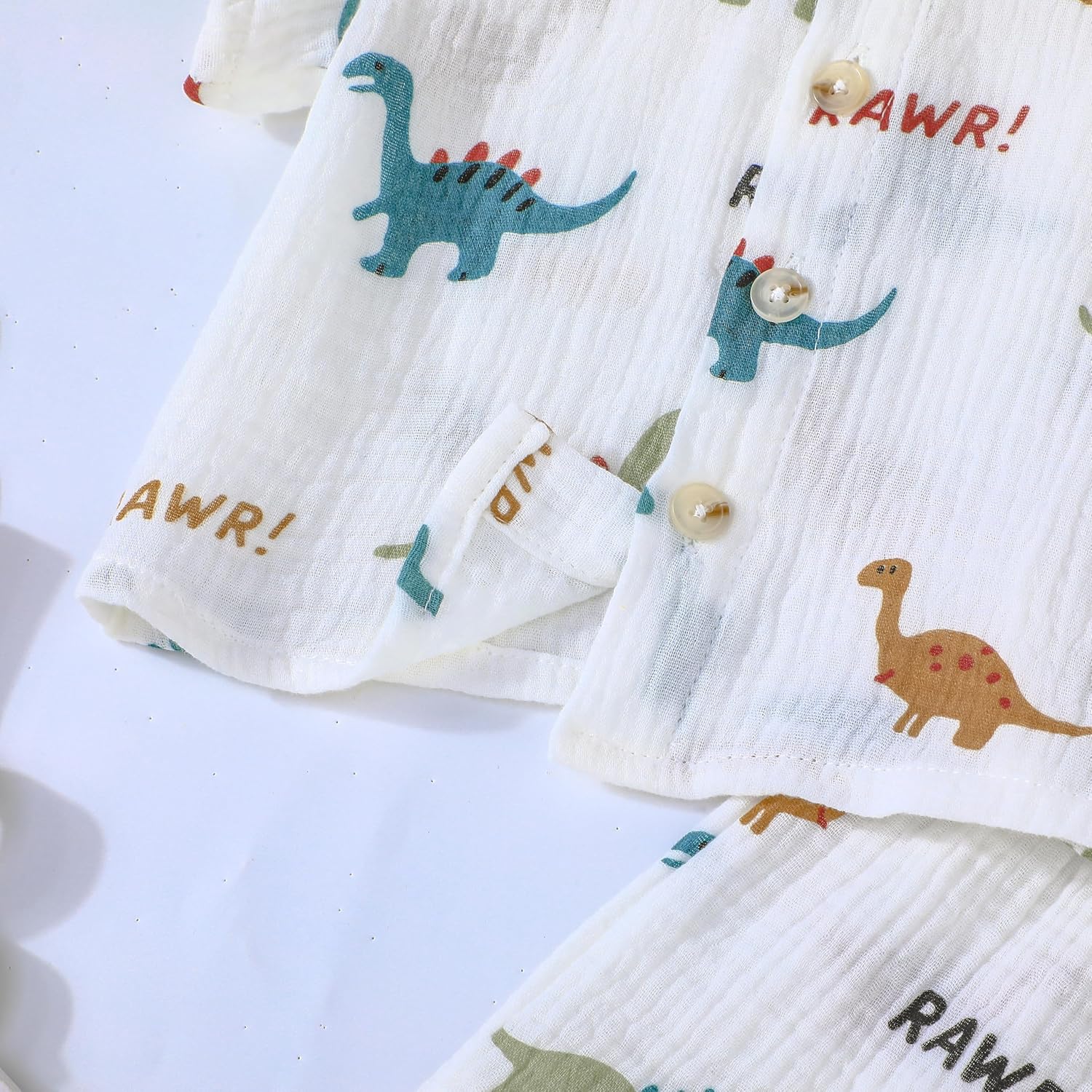 SUREPOCH Baby Boy Clothes Set Summer Toddler Short-Sleeve Shirt & Elastic Waist Shorts Set For Baby Boy Outfits - Image 3