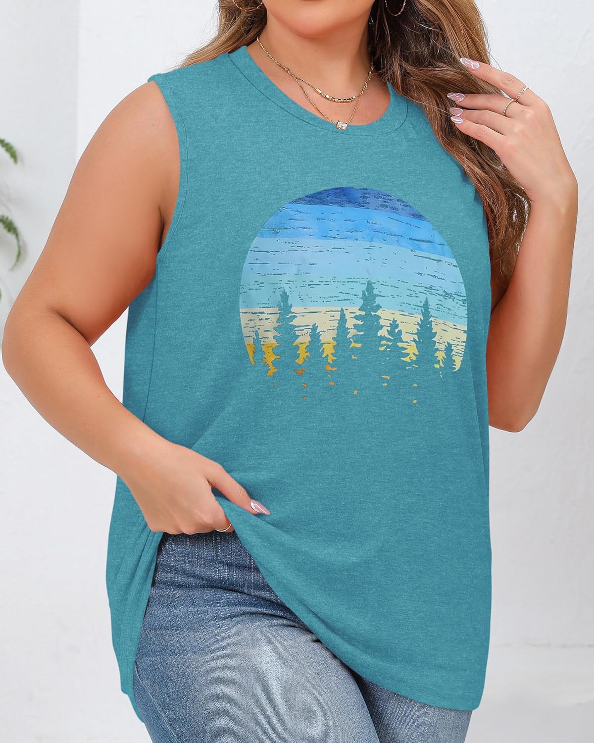 JOELLYUS Women Plus Size Tank Tops Summer Sleeveless Top Crew Neck Casual Blouse Oversized Shirts - Image 4