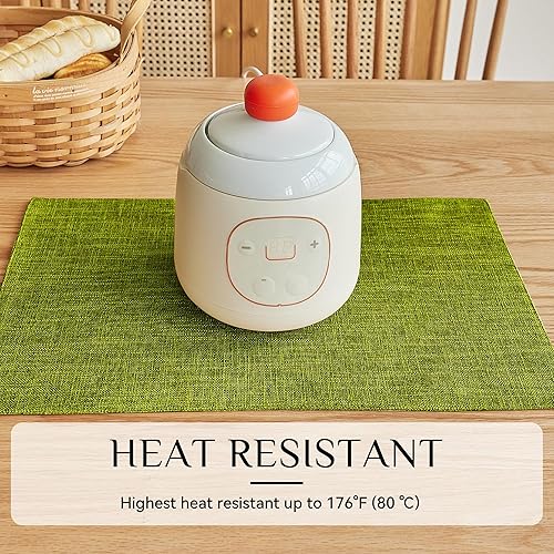 Miniatura 3 de Softalker Juego de manteles individuales de lino sintético de 6 a 12 x 18 pulgadas, resistentes al calor, de doble capa, duraderos, de arpillera