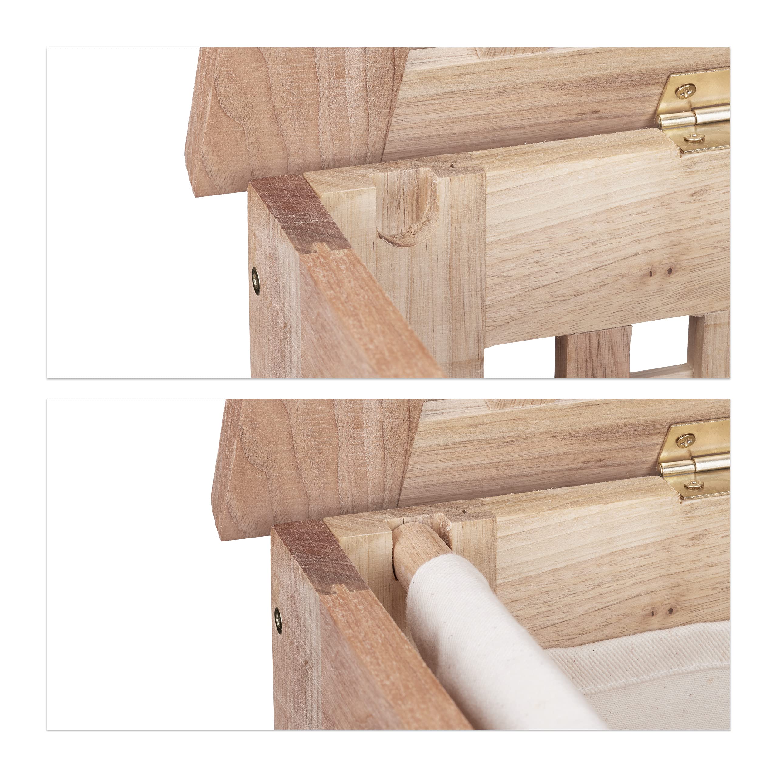 Relaxdays Cesto para la Ropa Sucia, con Tapa, Saco extraíble, 70L, 55,5 x 52,5 x 39,5 cm, Marrón