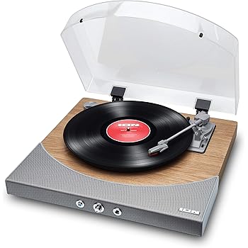 gpo piccadilly matte black turntable with speakers