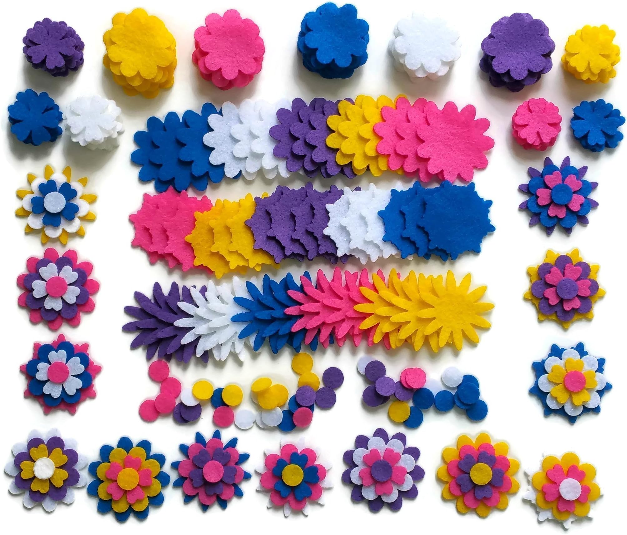 240 Piece - Craft Felt Flowers - Assorted Color Felt Flower Shapes - by Wildflower Toys
