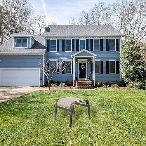 Miniatura 2 de Reposapiés de metal para exteriores, muebles otomanos para exteriores, reposapiés, juego de 2 asientos pequeños para jardín, balcón, césped, 22 x 20