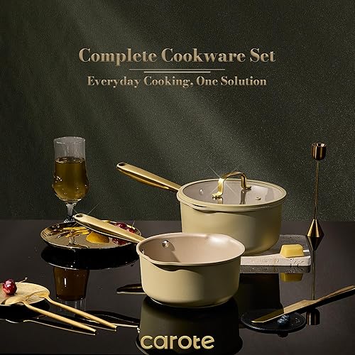 Miniatura 6 de CAROTE Juego de cacerolas antiadherentes con tapa, 2 cuartos y 2.5 cuartos de galón cacerola antiadherente ollas pequeñas para cocinar