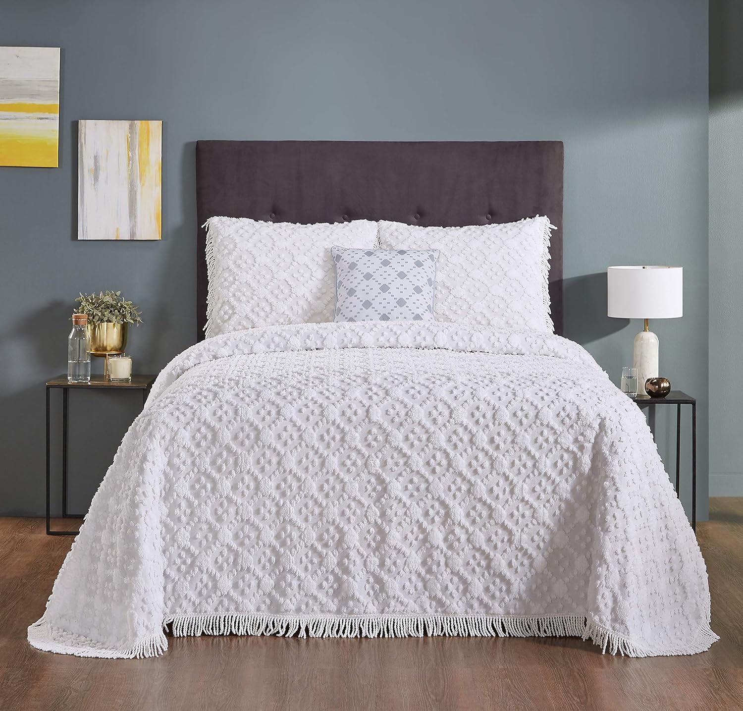 Better Trends Chenille Charleston Bedspreads, 100 Cotton 4Piece Bedspread Set