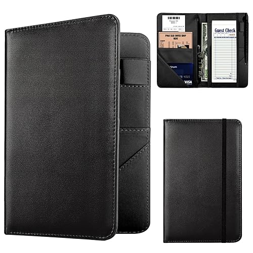 Miniatura 11 de Libretas para Camareras, de Cuero PU Rosa Lindo Libreta para Camarera con 1 Bolsillo con Cremallera para Dinero, Libreta para Servidores con 9 Za.