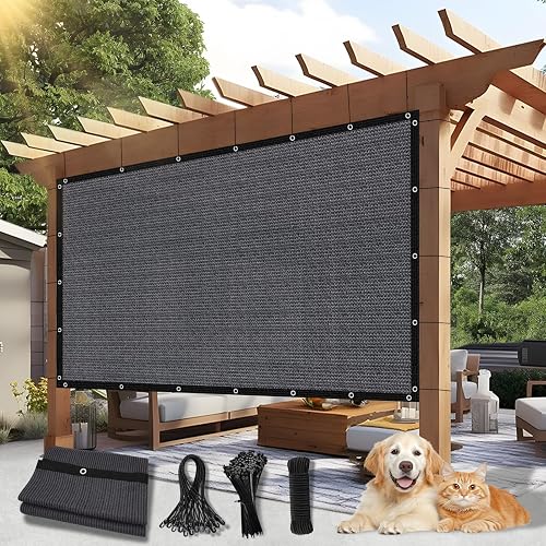 90% Outdoor Sun Shade Cloth, 10'×14' Pergola Shade Cover with Grommets, Privacy Screen Sunshades for Patio Garden Backyard Plant, Blue Grey