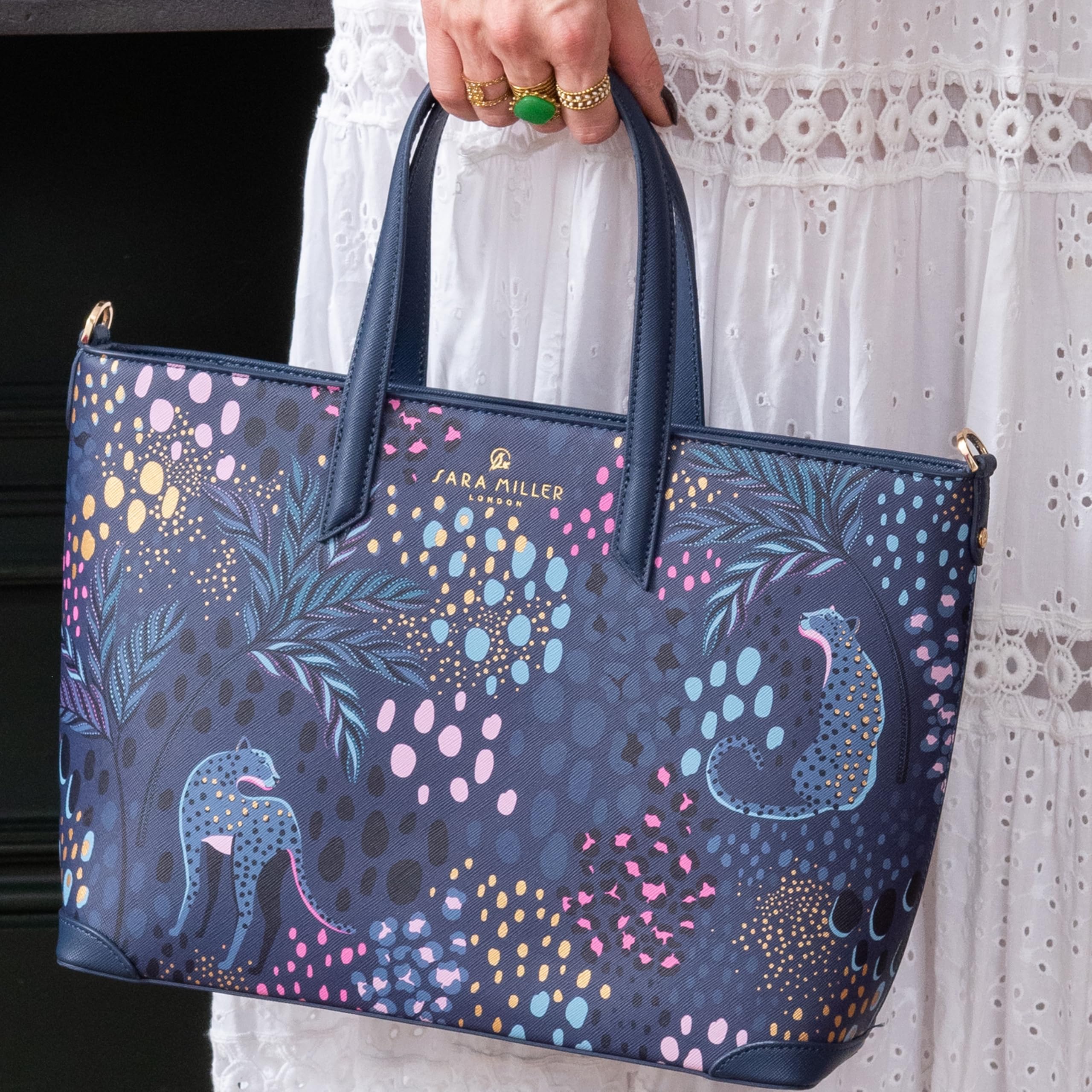 Sara Miller London Bolso de mano para mujer, para el trabajo, viajes, portátil, bolso de hombro con cierre de cremallera