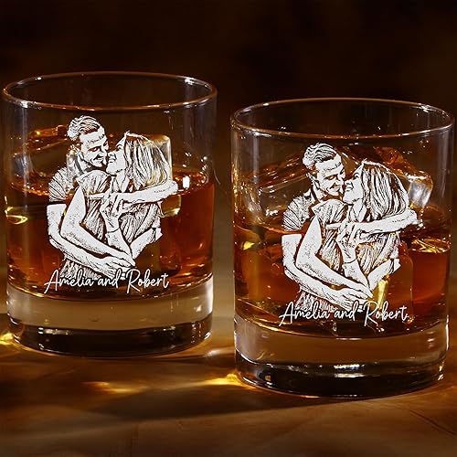 Miniatura 4 de Vaso de whisky personalizado, regalo para novio, regalos de bourbon para marido, hombre, vasos de whisky grabados personalizados, regalos para
