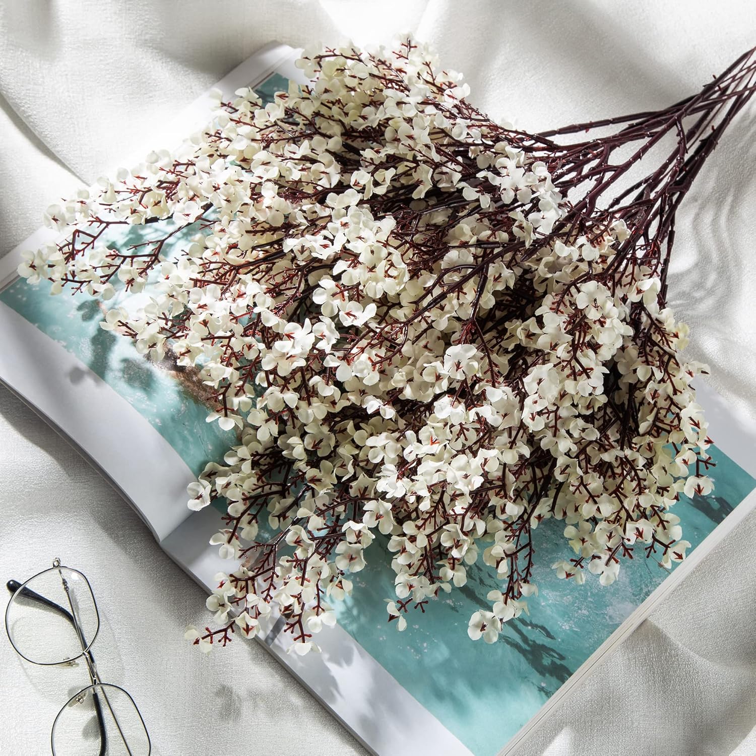 Flojery Artificial Baby Breath Flowers 10pcs Silk White Babys Breath Real Touch Flowers for Wedding Party DIY Wreath Floral Arrangement Home Decoration - Image 6