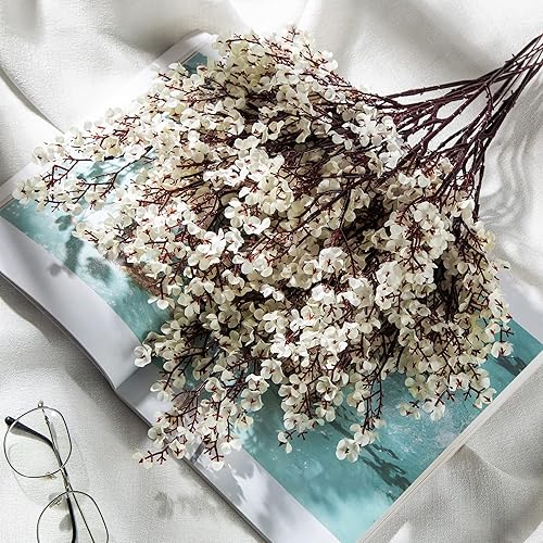 Miniatura 6 de Flojery Flores artificiales para el aliento del bebé, 10 unidades, flores blancas de seda para el tacto real para bodas, fiestas, manualidades,