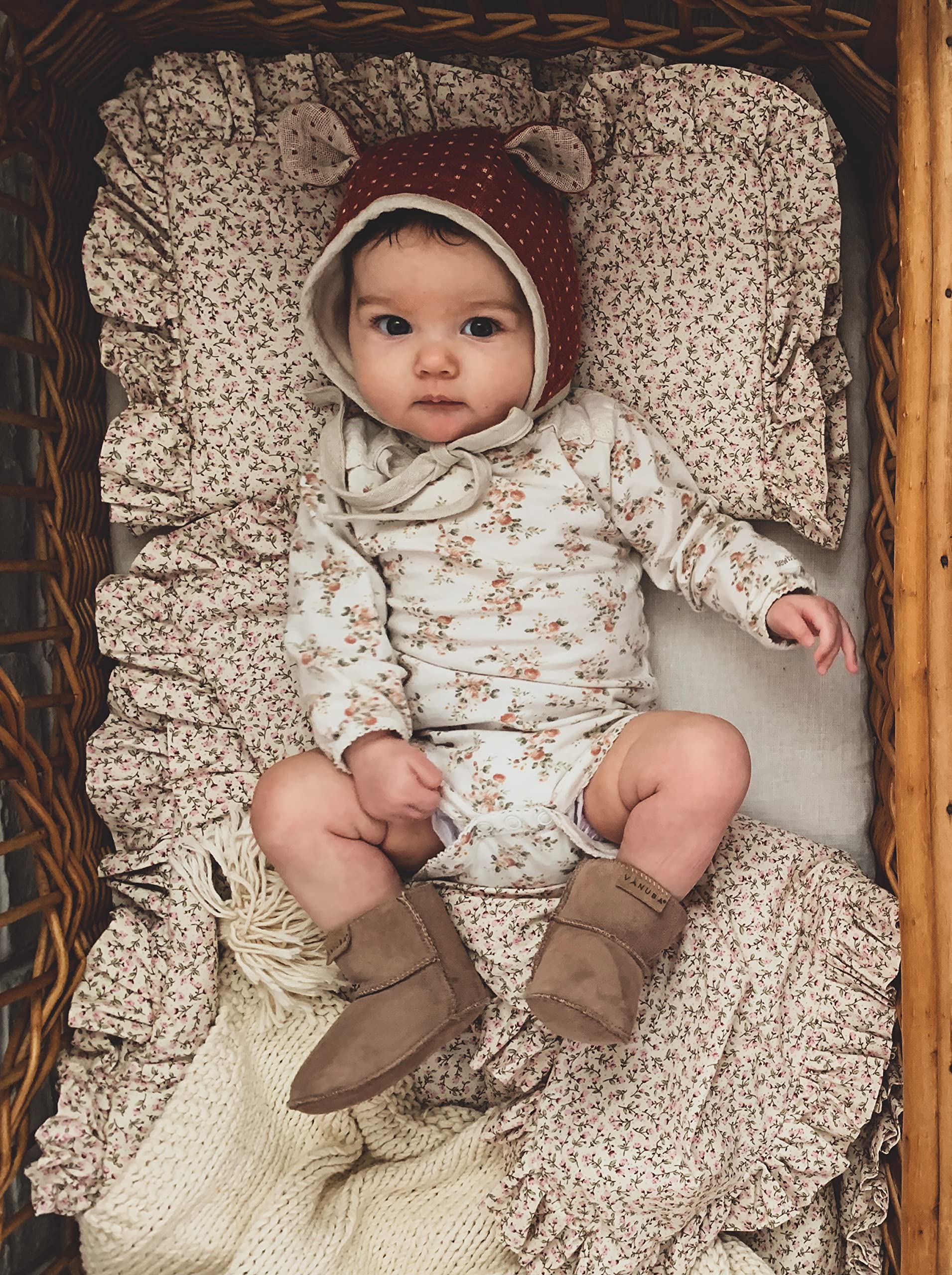 Vanuba KIKO Weiche Hausschuhe Kinder aus Leder – Warme Krabbelschuhe Baby für Kleinkinder – Flexible Kinder Hausschuhe