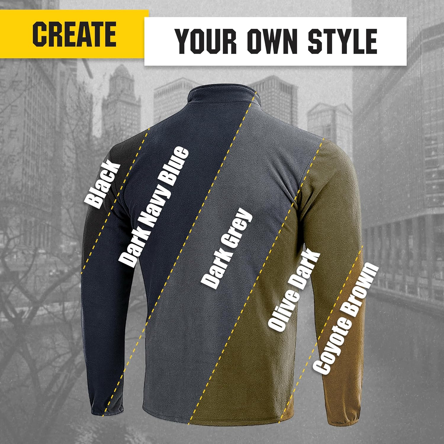 M-Tac Men’s Fleece Quarter Zip Pullover - Lightweight Thermal Shirt for Everyday Wear, Hiking & Outdoor Adventures