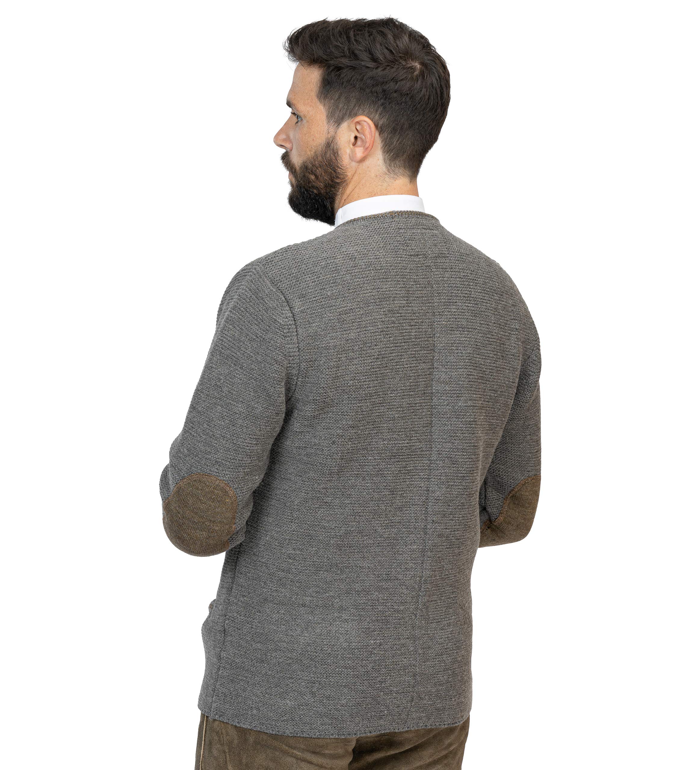 Cardigan da uomo di alta qualità in lana – elegante giacca tradizionale bavarese, cardigan e pantaloni in pelle giacca grigio Niklas