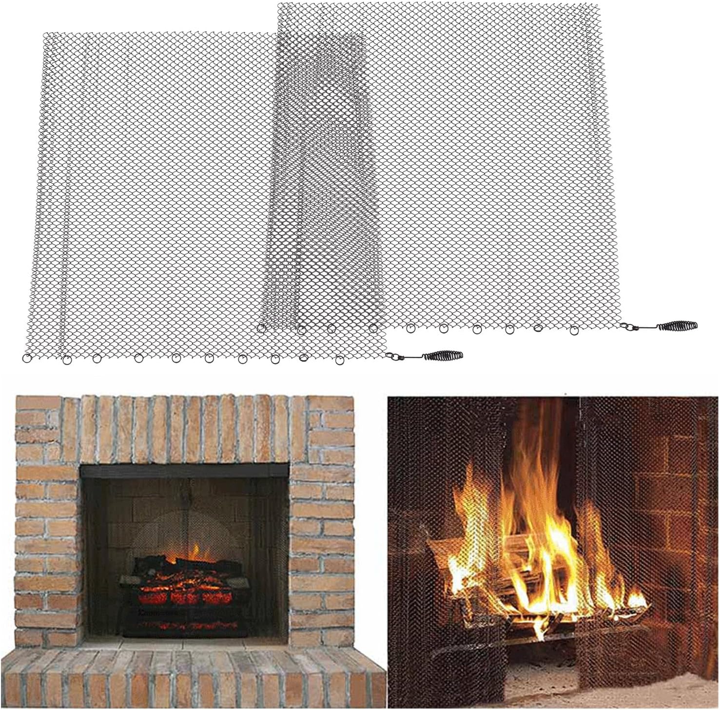 ViaGasaFamido Fireplace Mesh Screen Curtain, Stainless Steel Fireplace Screen Decorative Heat Resistant Corrosionproof for (24 * 18in)