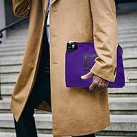 Vista 5 de Bolsa de lona con cerradura para efectivo con llaves, bolsa de depósito bancario de 9 x 12 pulgadas con cierre desplegable y tarjetero de Morado