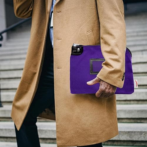 Miniatura 5 de Bolsa de lona con cerradura para efectivo con llaves, bolsa de depósito bancario de 9 x 12 pulgadas con cierre desplegable y tarjetero de