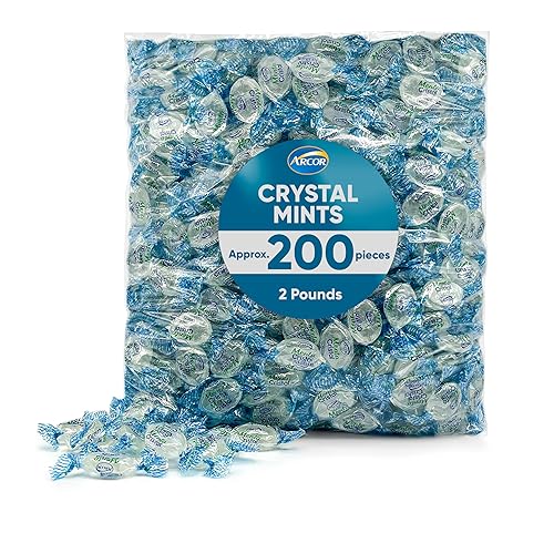 Arcor Crystal Mints - Caramelo duro de mentas de cristal 2 libras aproximadamente 200 piezas Caramelo duro de menta de cristal azul Caramelo de