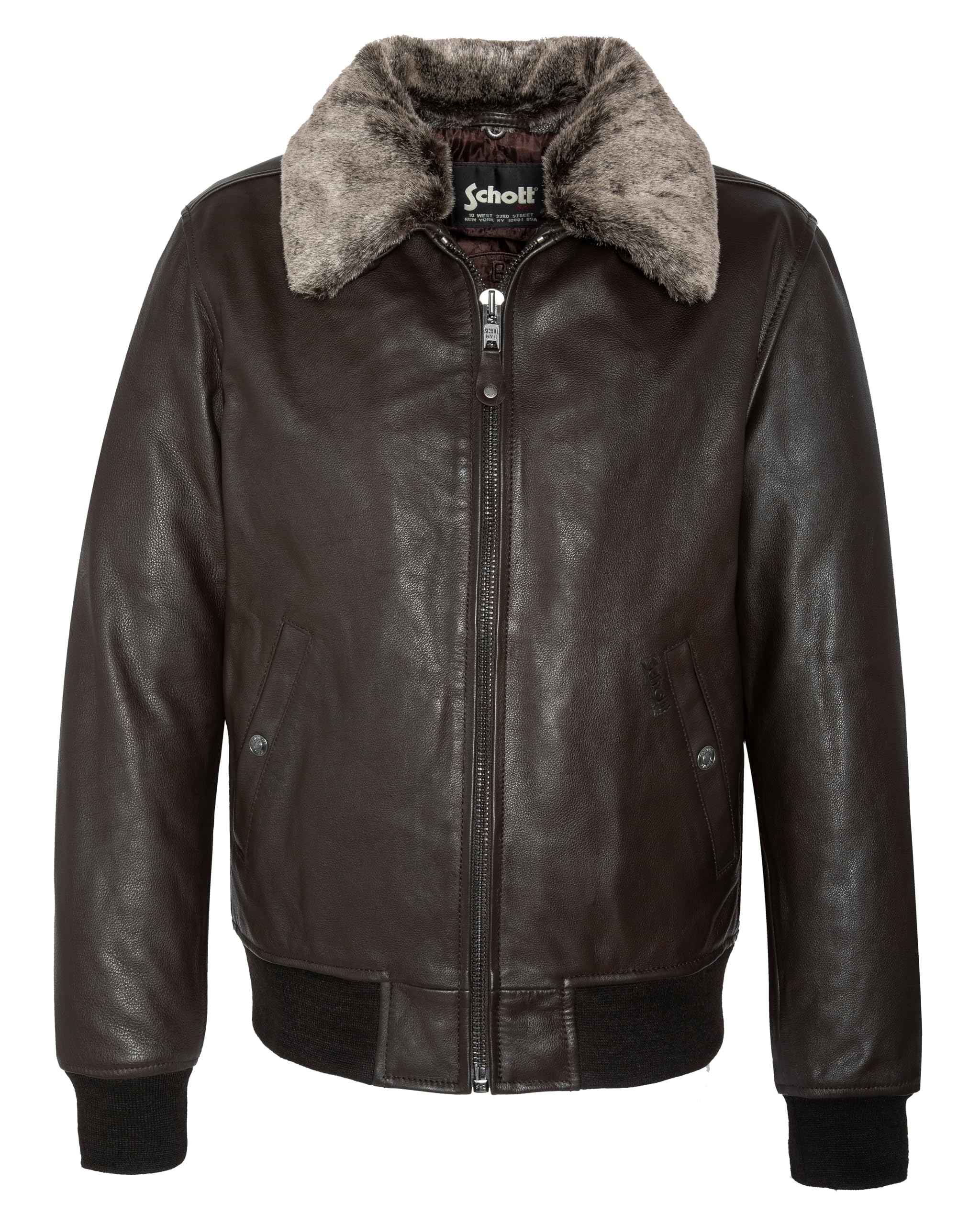 Schott NYC Men's Lc930D Pilot Leather Jacket, Brown, Medium