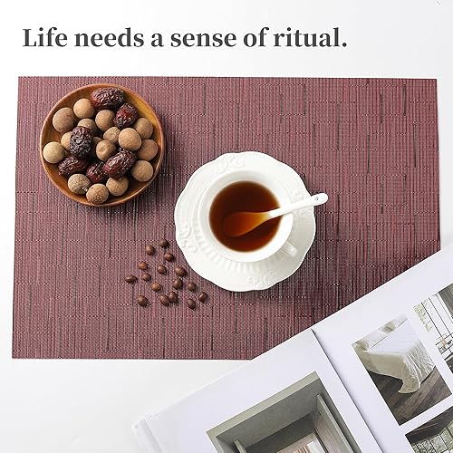 Miniatura 308 de Leetaltree - Manteles individuales, resistentes al calor, antideslizantes, para mesa de comedor, lavables, duraderos, tejido de PVC