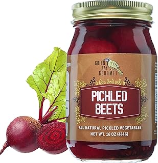 Green Jay Gourmet Fresh Classic Pickled Beets - Grandma’s Original Recipe - Sweet, Tangy, and Vinegary Brine - Simple Natural Ingredients - Freshly Made & Hand Jarred - 16 Ounce Jar