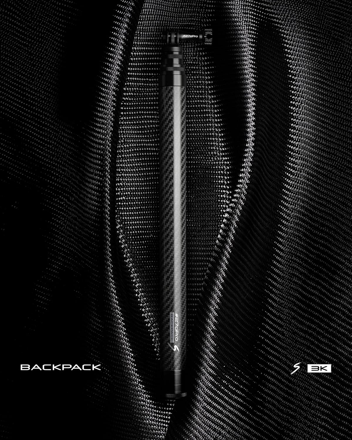#270Pro Backpack S 3K | Original Design 8.8Ft Ultra-Long Invisible Selfie Stick, 99% Carbon Fiber, Lightweight & Portable, Works with GoPro, Insta360, DJI (Adapter Required for Some Models)