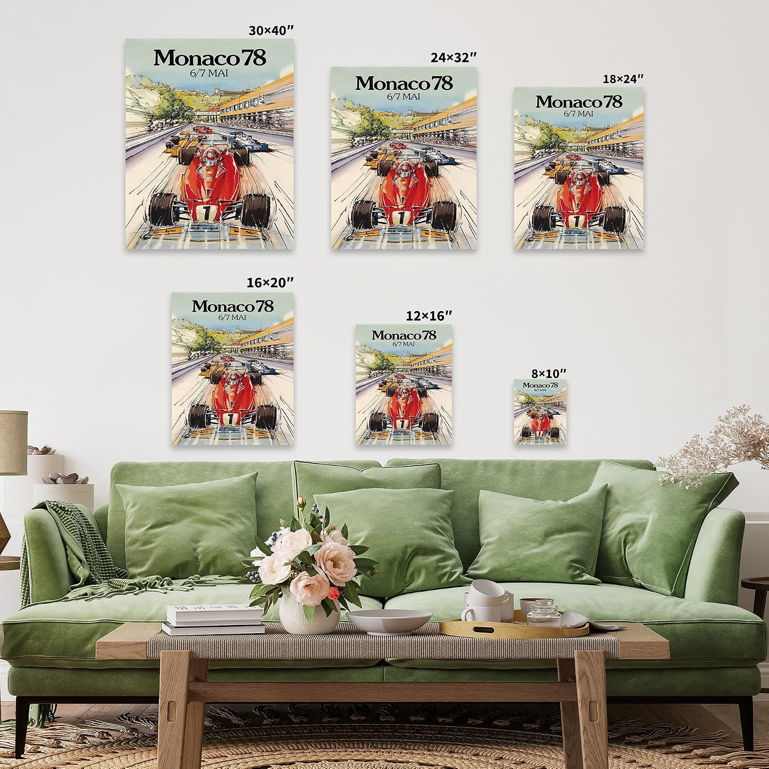 Poster Master Monaco Car Racing Canvas - Retro Monaco Print - Sports Wall Art - Gift for Him, Car Enthusiast - Decor for Living Room, Bedroom, Office - 8x10 STRETCHED Canvas