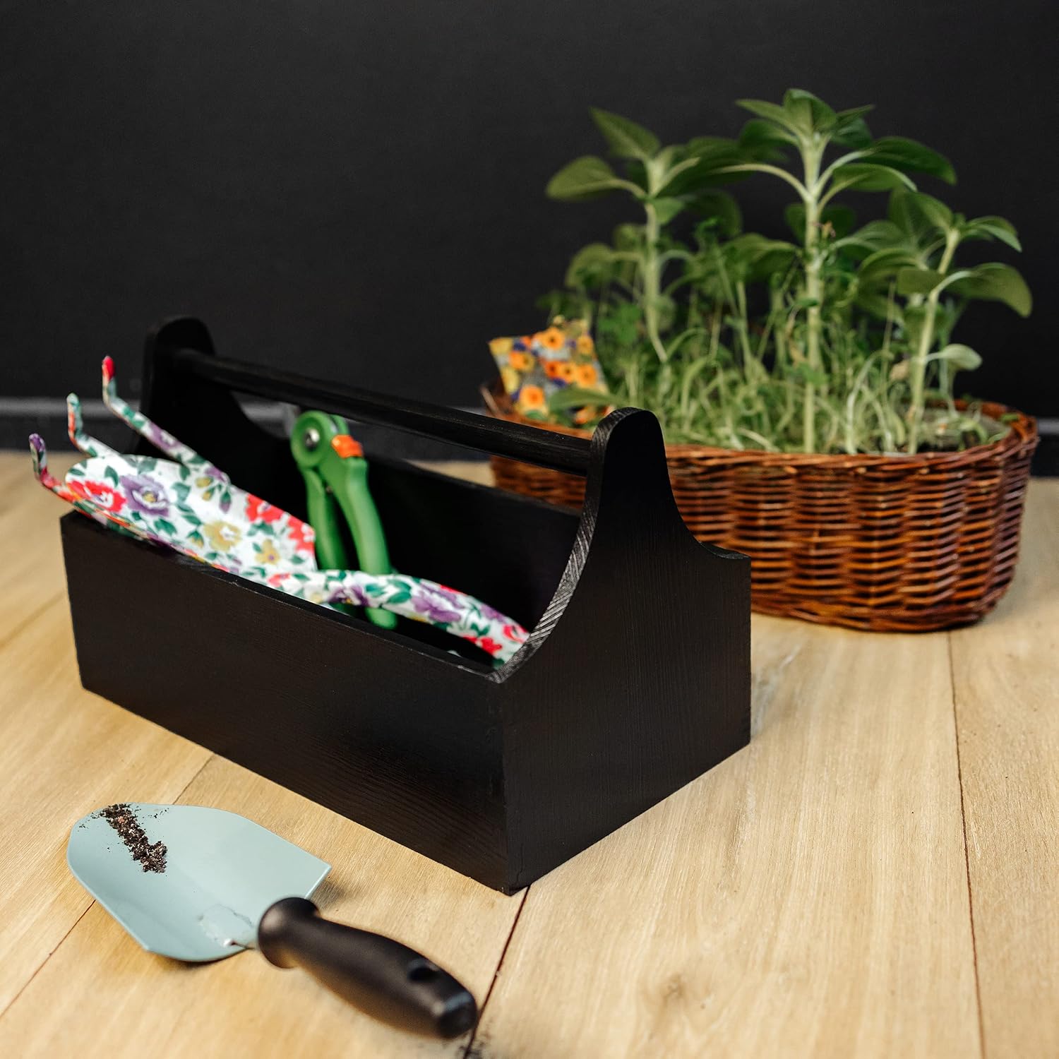 Creative Deco Black Wooden Toolbox Storage Box | 13.38 x 7.08 x 8.07 in (+/- 0.19 in) | Natural Box with Handle | Tool Bag Garage Storage | Gift Box | Craft Wood