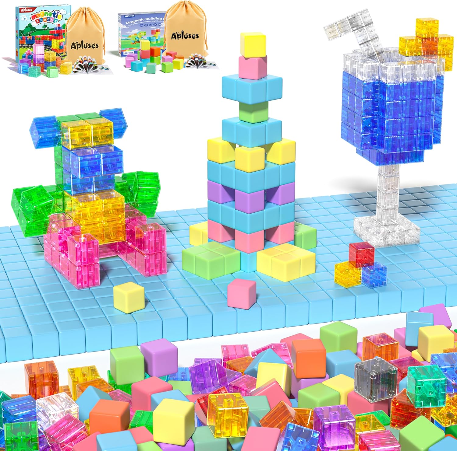 136PCS Magnetic Building Set, for Children Aged 3-6, Montessori and Sensory Toys for Toddlers, Autism-Supportive Magnetic Toys for Boys & Girls, Construction Blocks for Ages 3-5 and 4-8