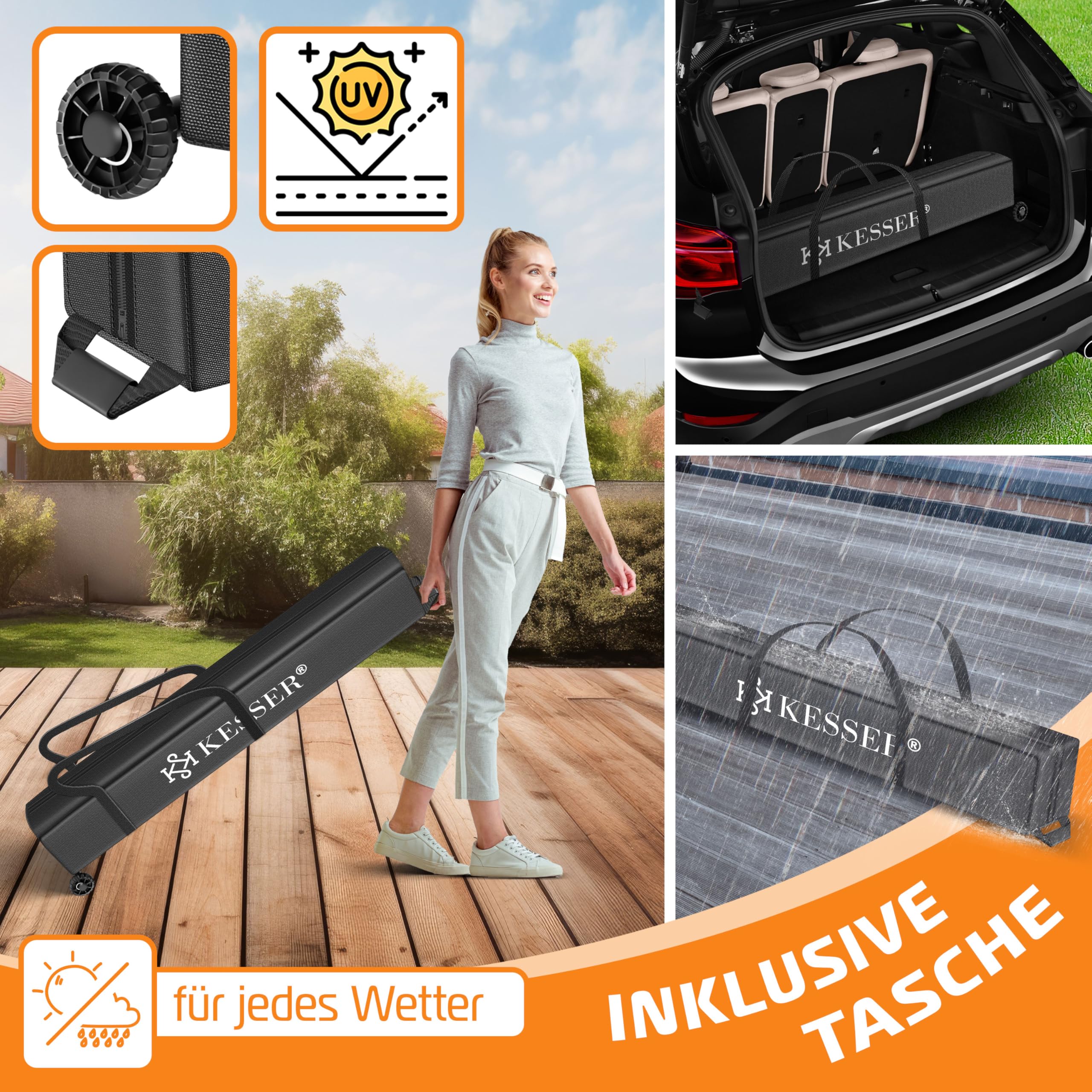 KESSER® Gazebo Pieghevole 3x3m | Pop-Up Regolabile in Altezza Stabile Impermeabile Resistente all’Inverno | Protezione UV 50+ Inclusa Borsa con Ruote & Ancoraggio al Suolo - Blu