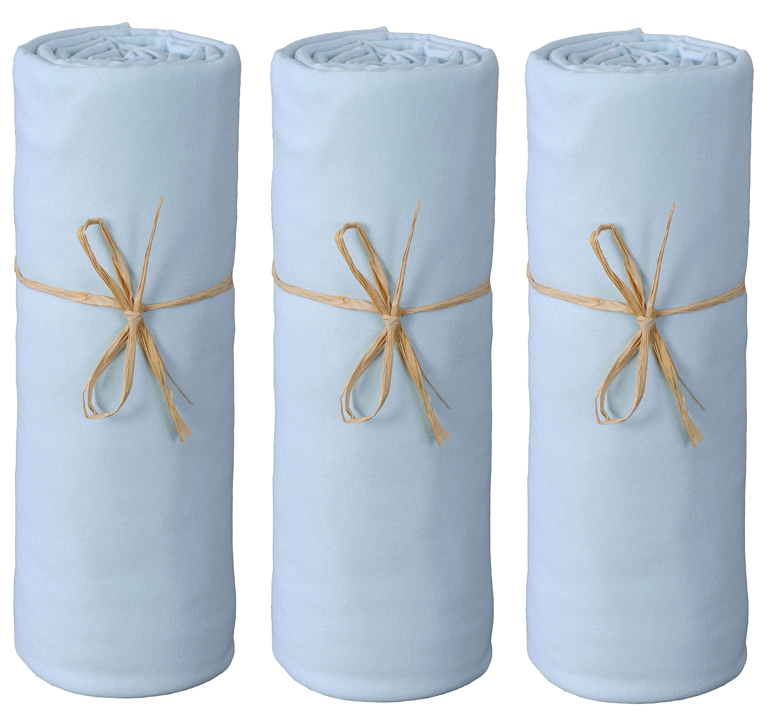 P'tit Basile - Set of 3 jersey stretch Fitted Sheets - Organic Cotton - for cot and cribs - fit for co-sleeping beds ME DREAM, KINDERKRAFT, SAFETY 1st – Extendible 40 x 80 cm to 50 x 90 cm – White