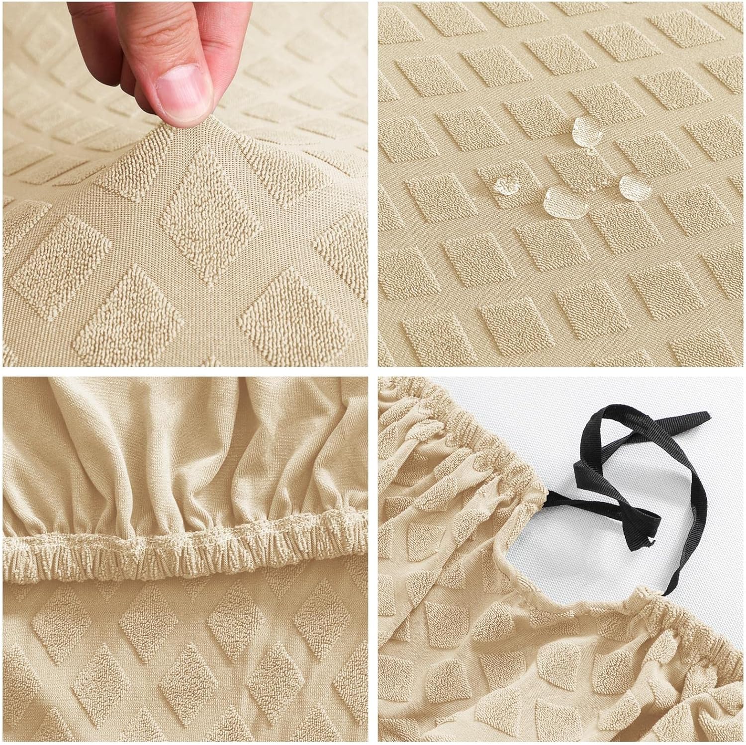 Wood Arm Chair Cover Elastic Chair Cover Stylish Widely Usage Washable Made of Polyester Spandex Jacquard Fabric Durable (Beige)