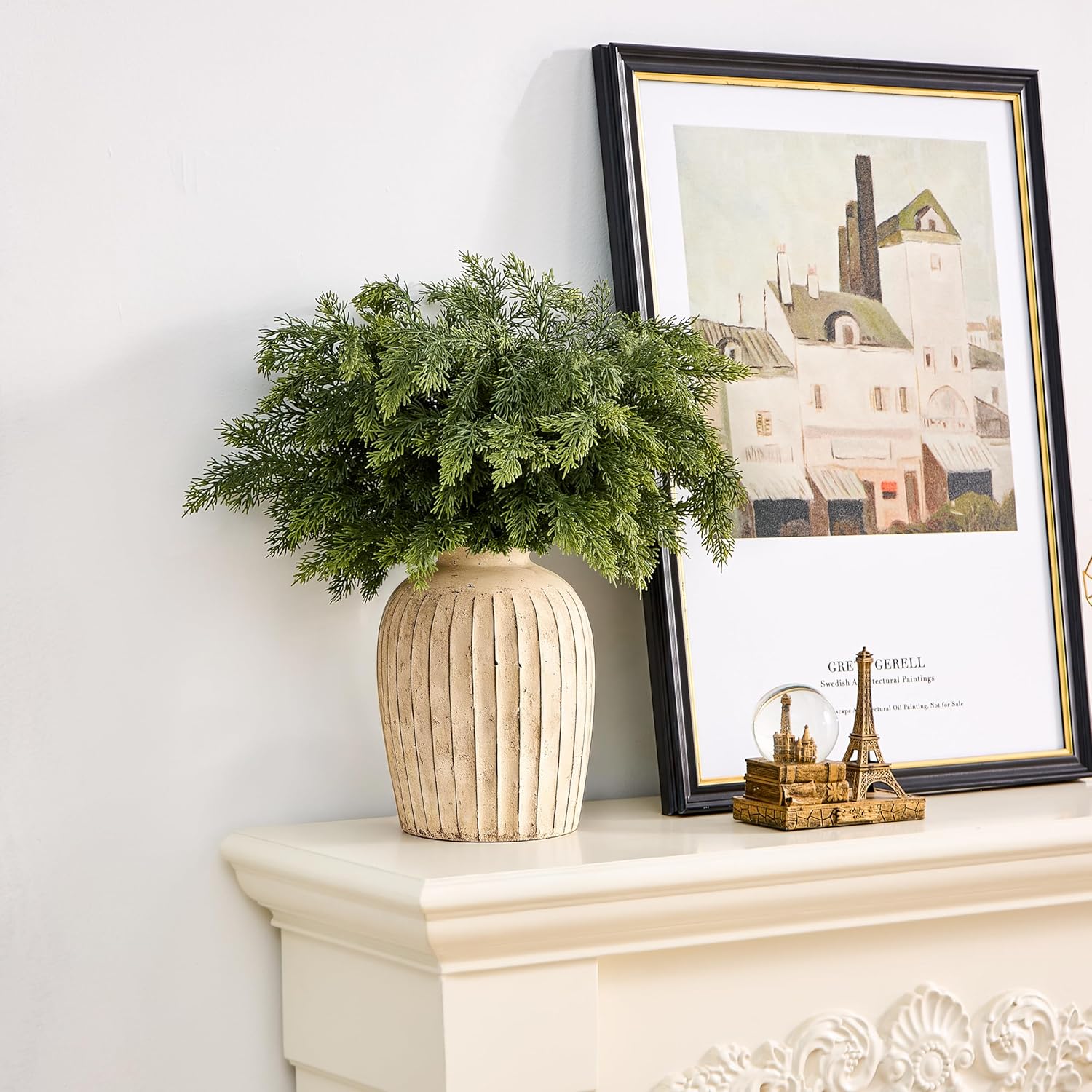 Real Touch Cedar Stems - Realistic Artificial Faux Greenery Pine Branches for Vases Fillers and Holiday Home Decor 20 inch Long, 12Pcs