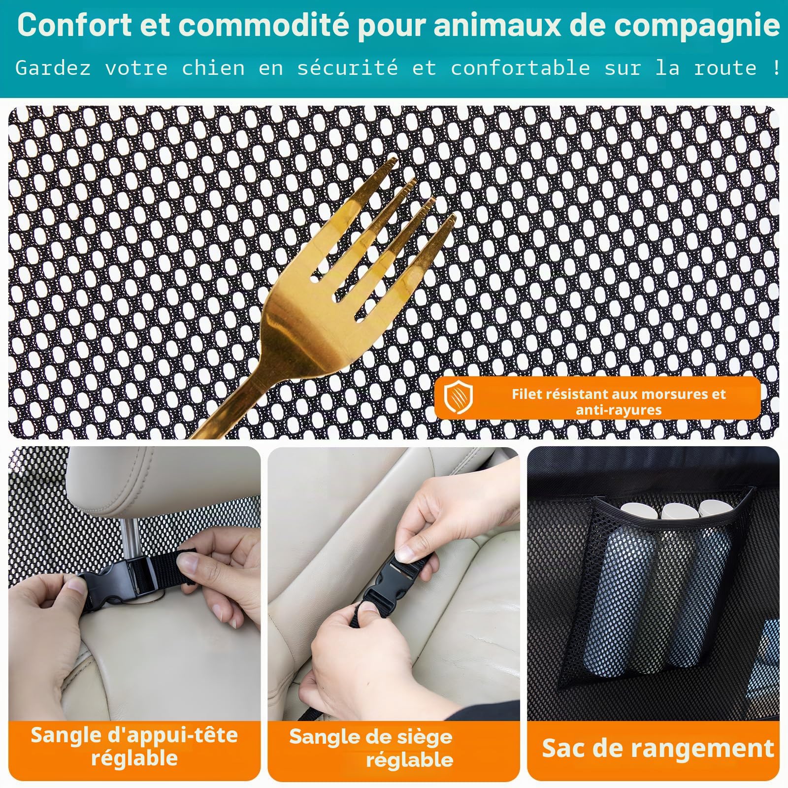 Barrière universelle pour chien Grille de coffre et siège arrière pour grand SUV MPV camion séparateur filet transparent résistant