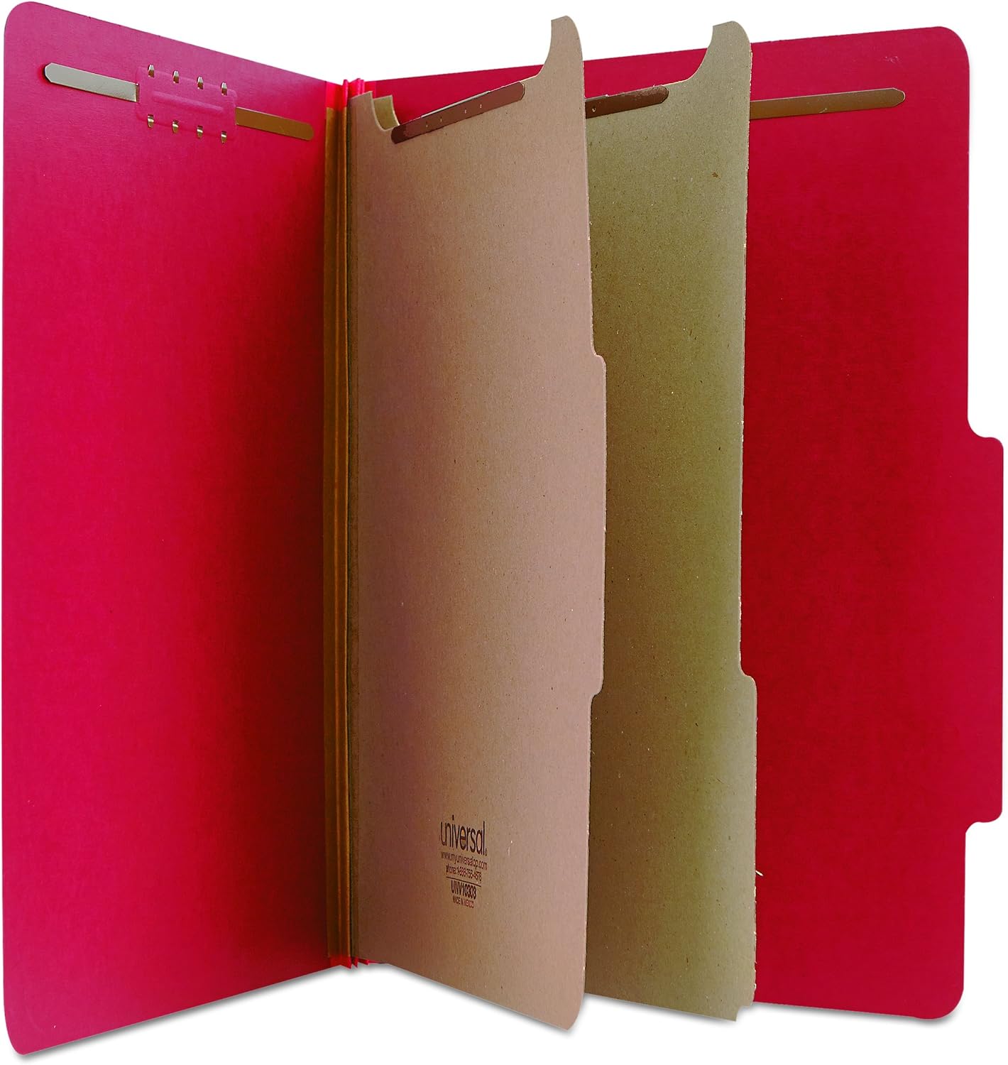 Universal - Pressboard Classification Folders, Letter, 6-Section, Ruby Red, 10/bx