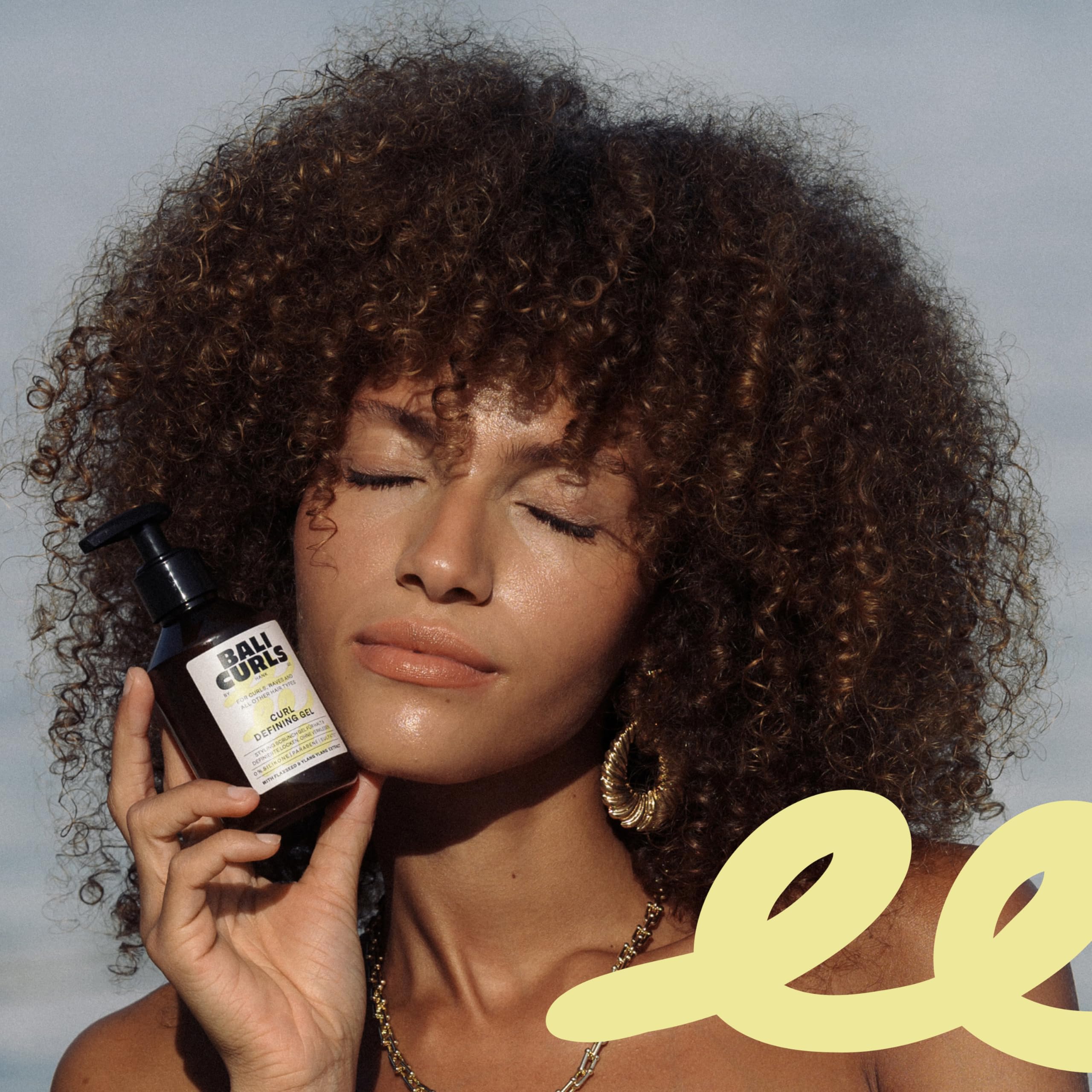 BALI CURLS Set – Gel définissant les boucles (150 ml), Crème hydratante pour boucles (150 ml) et huile de liaison (30 ml) – Kit de soin pour des boucles définies, brillantes et bien soignées