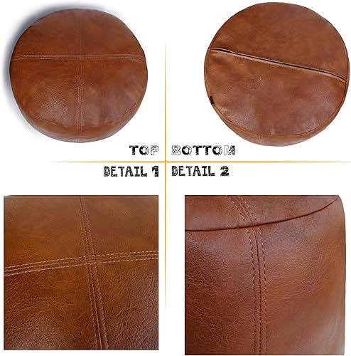 Miniatura 8 de Thgonwid Funda para puf de piel sintética sin relleno, solución de almacenamiento otomano para reposapiés, cojín para reposapiés de piso, 16.5