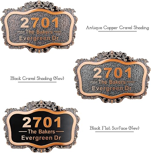 Vista 75 de Placa de dirección personalizada para vivienda con números fundidos de 12 pulgadas para exteriores, placa de identificación de dirección clásico-04