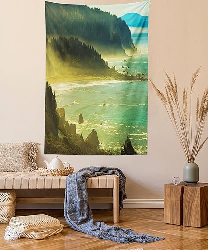 Miniatura 17 de Ambesonne Tapiz vintage, estilo retro de los años 50 y 60, estilo pin up de autos en películas de Hollywood, obra de arte para colgar en la pared