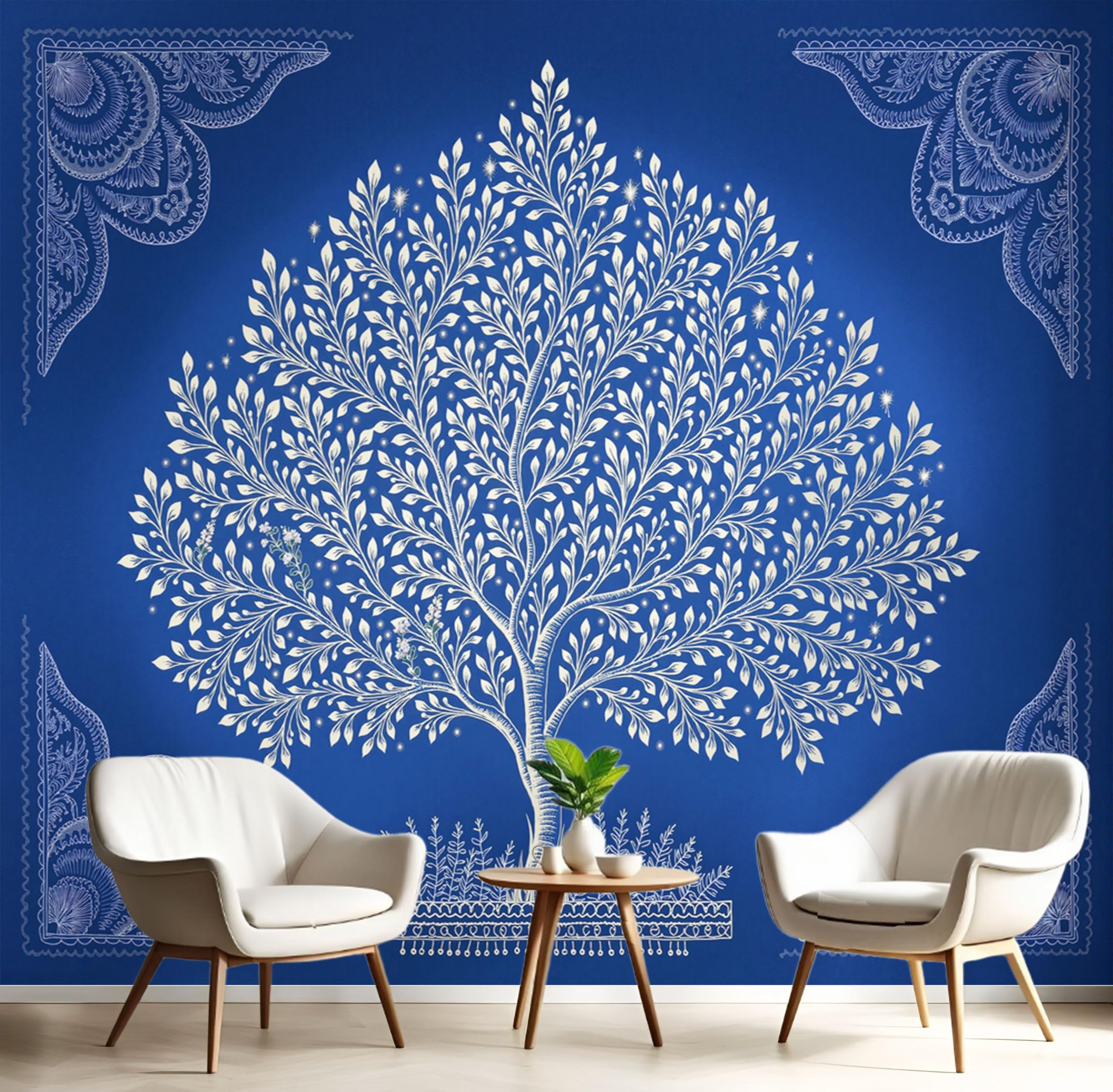Papier peint panoramique 200X140Cm poster bleu royal salon et chambre