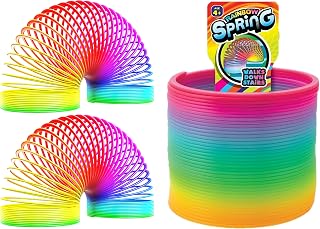 JA-RU Big Magic Rainbow Color Spring Pack (2 Units) Original Plastic Spring Fidget Toy | Kids CoilToy for Girls & Boys | Colorful Neon Color Sensory Vintage Toys 1702-2A